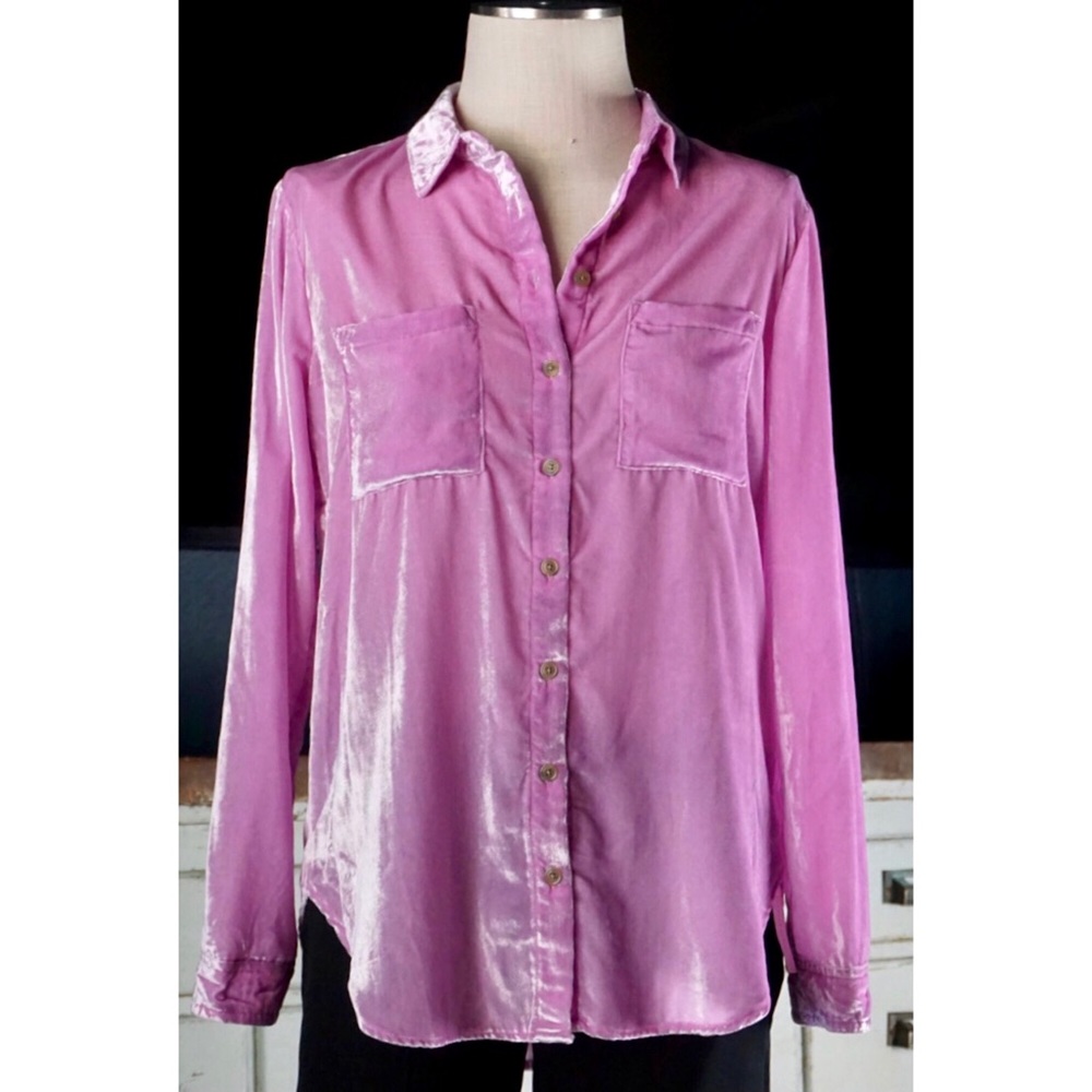Anthropologie Pilcro Mara Lilac Velvet Buttondown Shirt Top NWT New 0